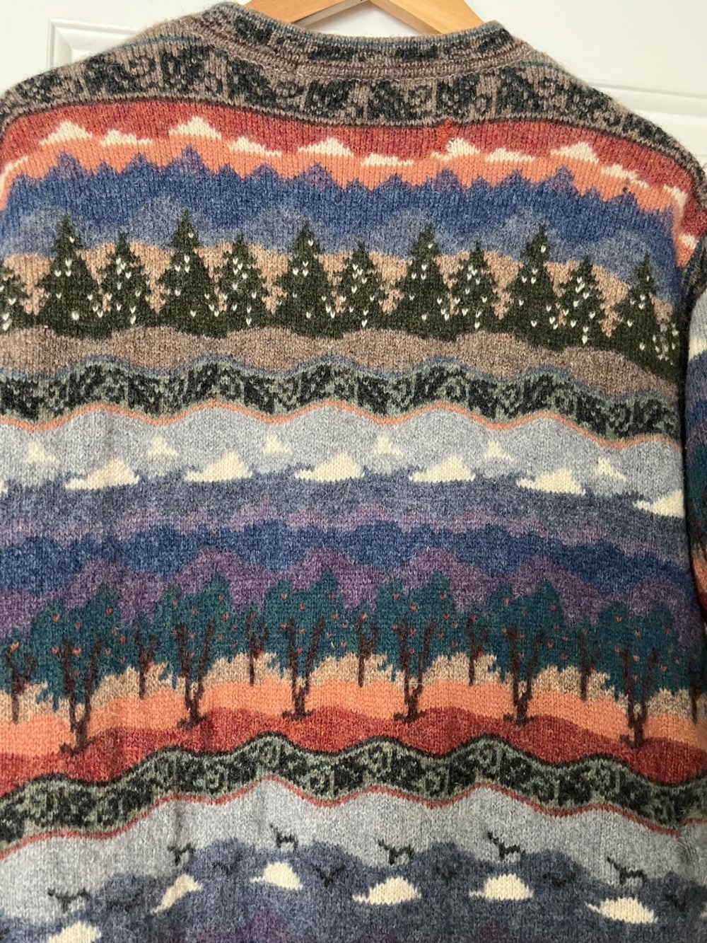VTG Icelandic Design Wool Landscape Cardigan Sweater Jacket Lined XL Cabin Core - Picture 11 of 11
